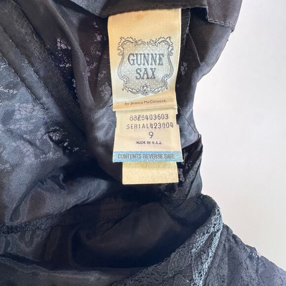 Vintage Gunne Sax by Jessica McClintock Black Lace Strapless Corset Dress xs - Picture 6 of 8